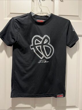 Youth FUBU Black Tee with White Outline Logo